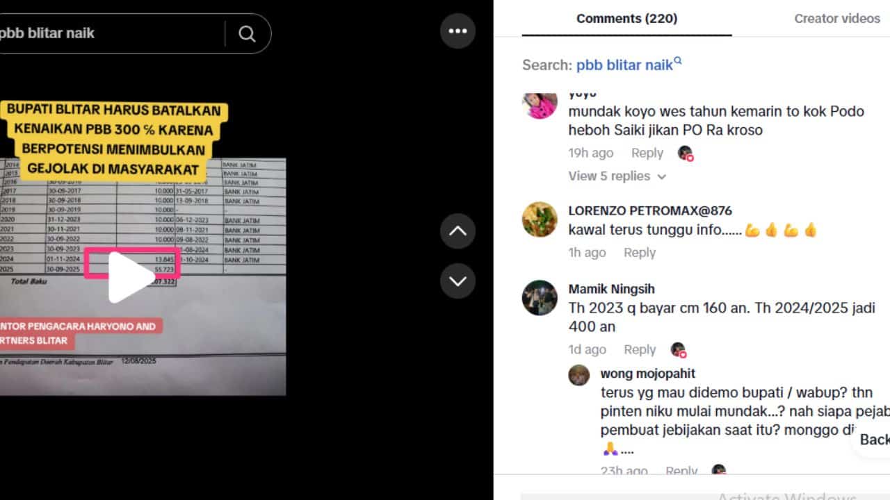 Warga Blitar Kaget, Tagihan PBB Naik Hingga 300 Persen!